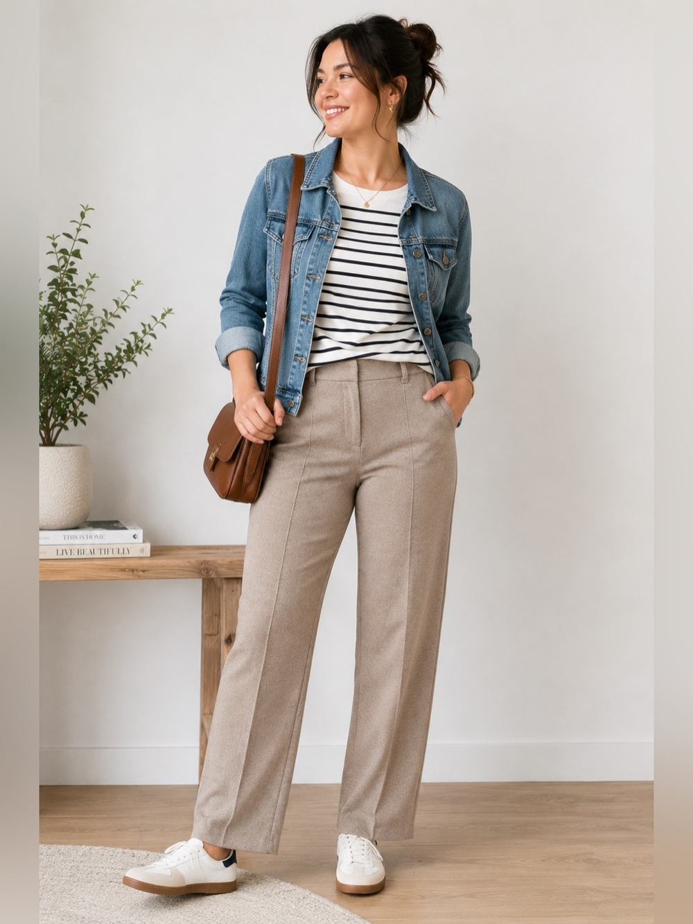 Uniqlo XL Taupe Tailored Straight Leg Knit Pants 32–34.5 Waist